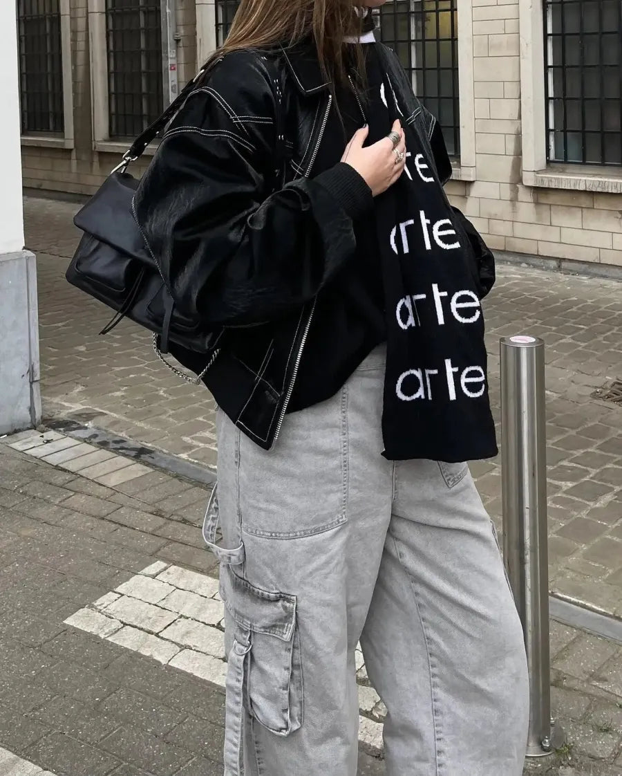 Oversized elegante leren jack