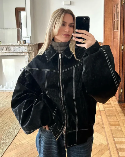 Oversized elegante leren jack