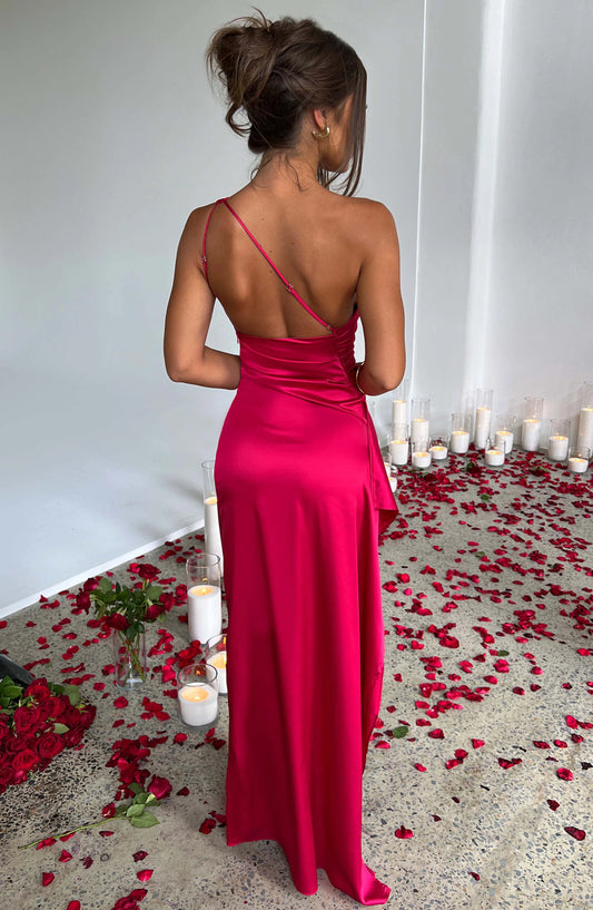 Satijnen One-Shoulder Galajurk